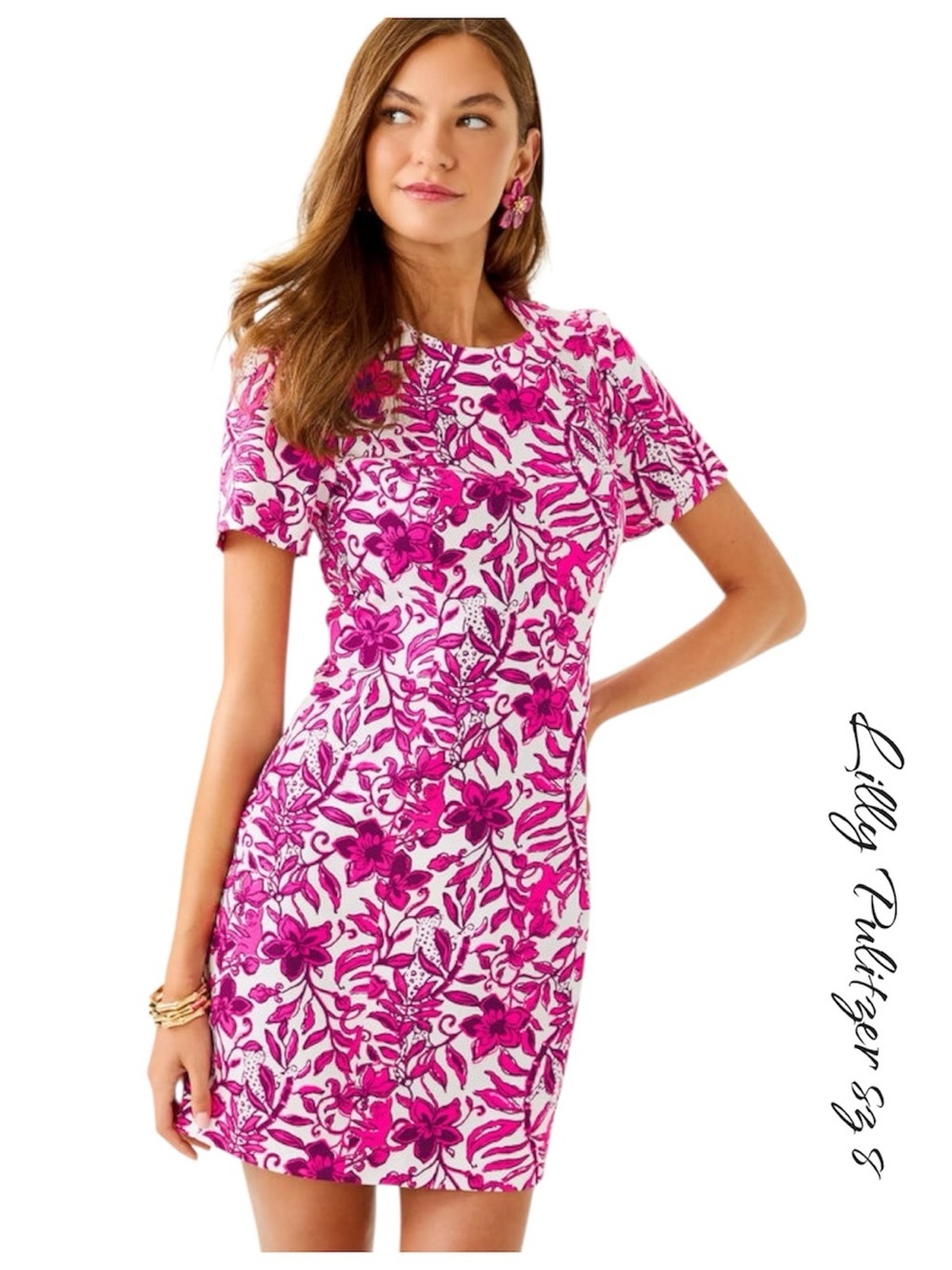 Lilly Pulitzer Mila Shift Dress Elderflower Blossom Lil Escape Plan Pink 8 NWT